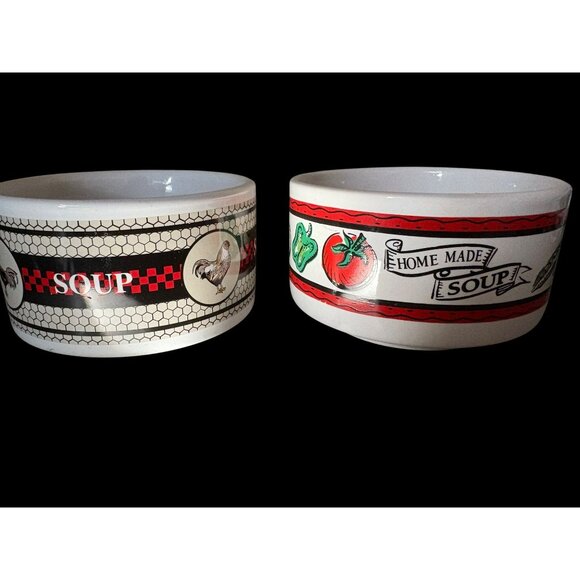 Set Of 2 Houston Harvest Ceramic Soup Bowls With Handles - Picture 2 of 5